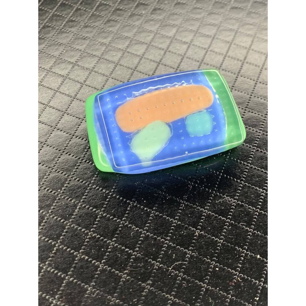 Vintage 1980s Handmade Funky Artsy Resin Brooch Geometric 1" x 1.7"